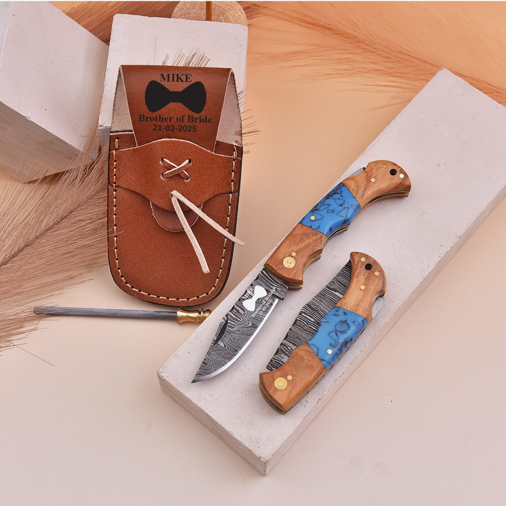 Personalized groomsmen knife gift set with sheath