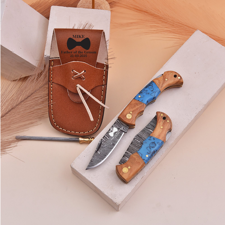 Personalized groomsmen knife gift set with sheath