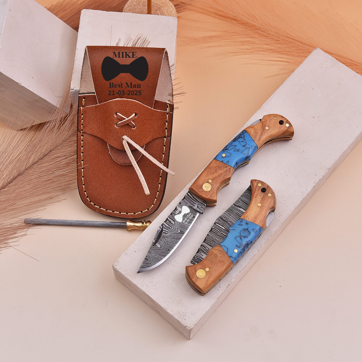Personalized groomsmen knife gift set with sheath