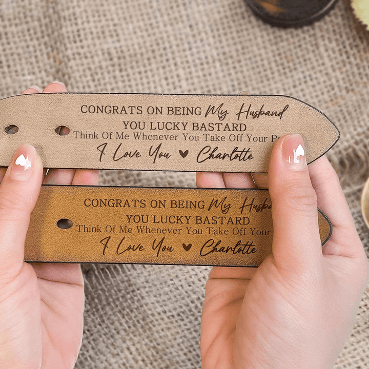 Personalized Engraved Leather Belt – Custom PU Leather Belt with Laser Engraving for Husband, Boyfriend, Dad, Anniversary, Father’s Day Gift