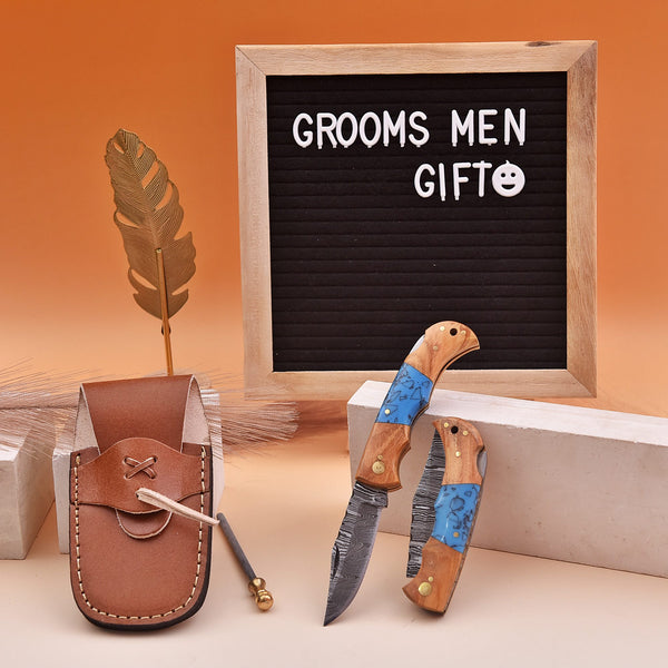 Personalized groomsmen knife gift set with sheath