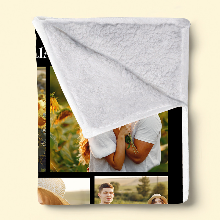 Couple Photo Blanket with Name – Custom Personalized Fleece or Sherpa Blanket for Anniversary, Wedding, Memorial, Valentine’s Day Gift