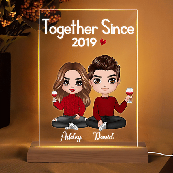 Personalized 3D LED Light Plaque – Custom Acrylic and Wooden Base Lamp with Quote and Year, Anniversary, Wedding, or Valentine’s Day Gift