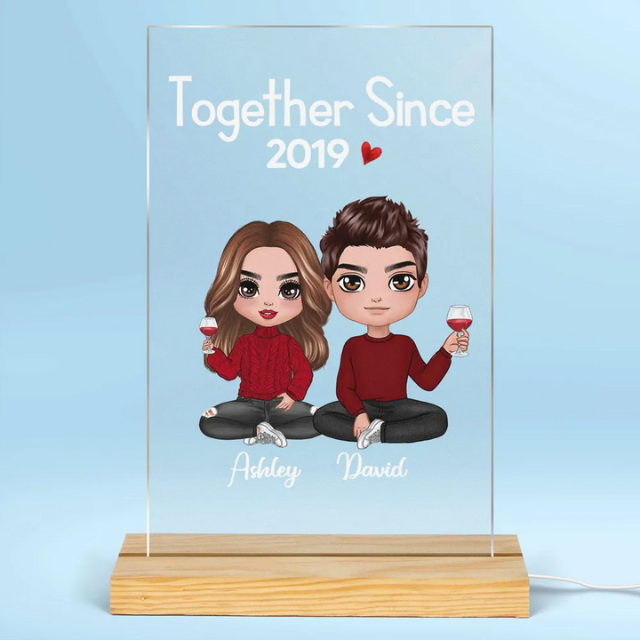 Personalized 3D LED Light Plaque – Custom Acrylic and Wooden Base Lamp with Quote and Year, Anniversary, Wedding, or Valentine’s Day Gift