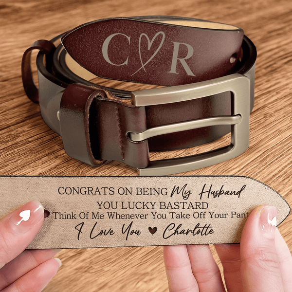 Personalized Engraved Leather Belt – Custom PU Leather Belt with Laser Engraving for Husband, Boyfriend, Dad, Anniversary, Father’s Day Gift