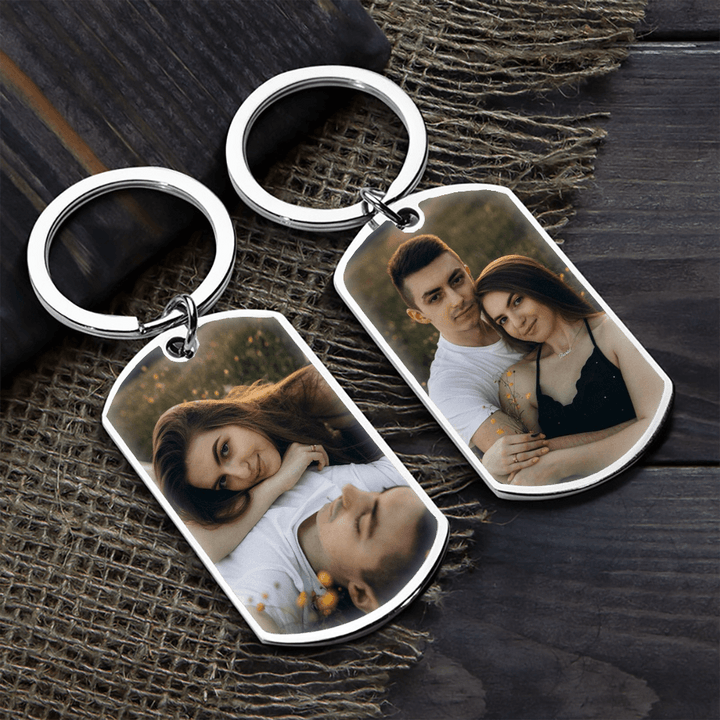 Custom Photo Keychain – Personalized Stainless Steel Keychain Gift for Couples, Anniversary, Valentine’s Day, Wedding