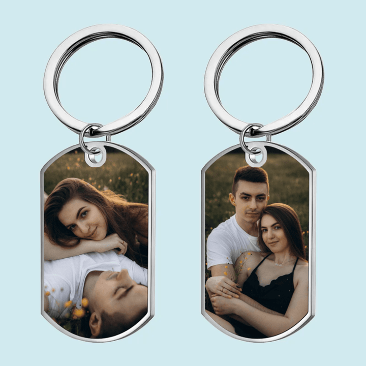 Custom Photo Keychain – Personalized Stainless Steel Keychain Gift for Couples, Anniversary, Valentine’s Day, Wedding