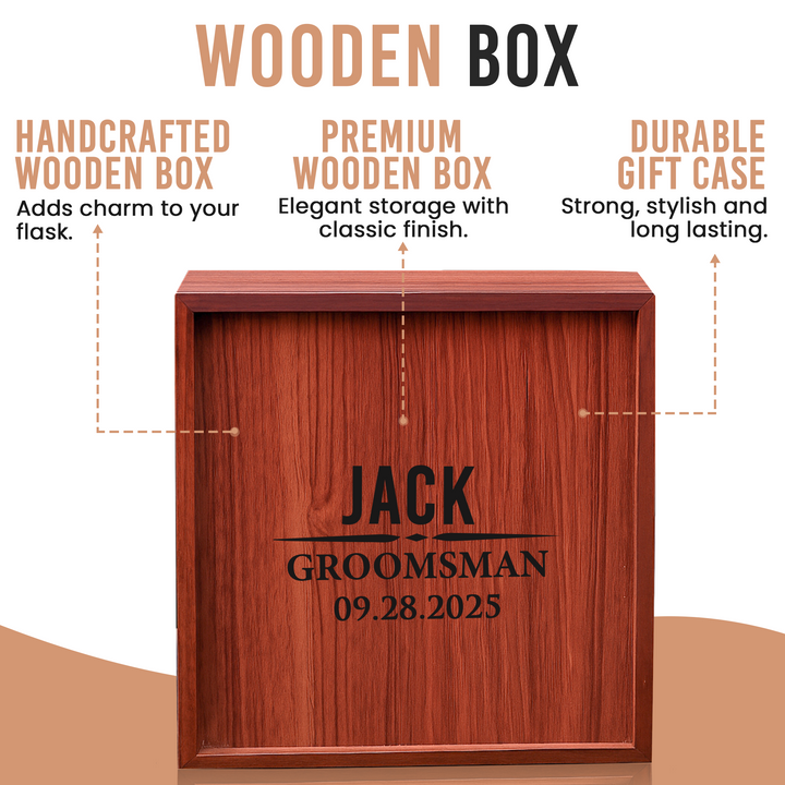 Blue Pakkawood Damascus Pocket Blade Groomsmen Proposal Box