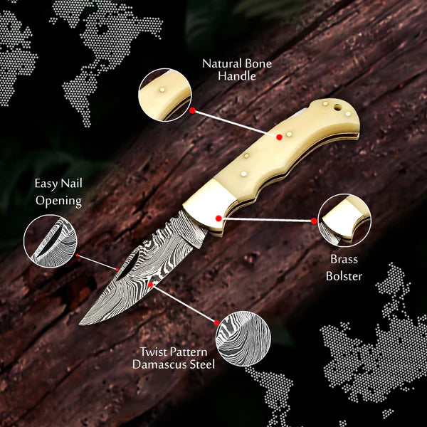 Bone Damascus Pocket Blade Groomsmen Proposal Box – Personalized Wedding Gift Set