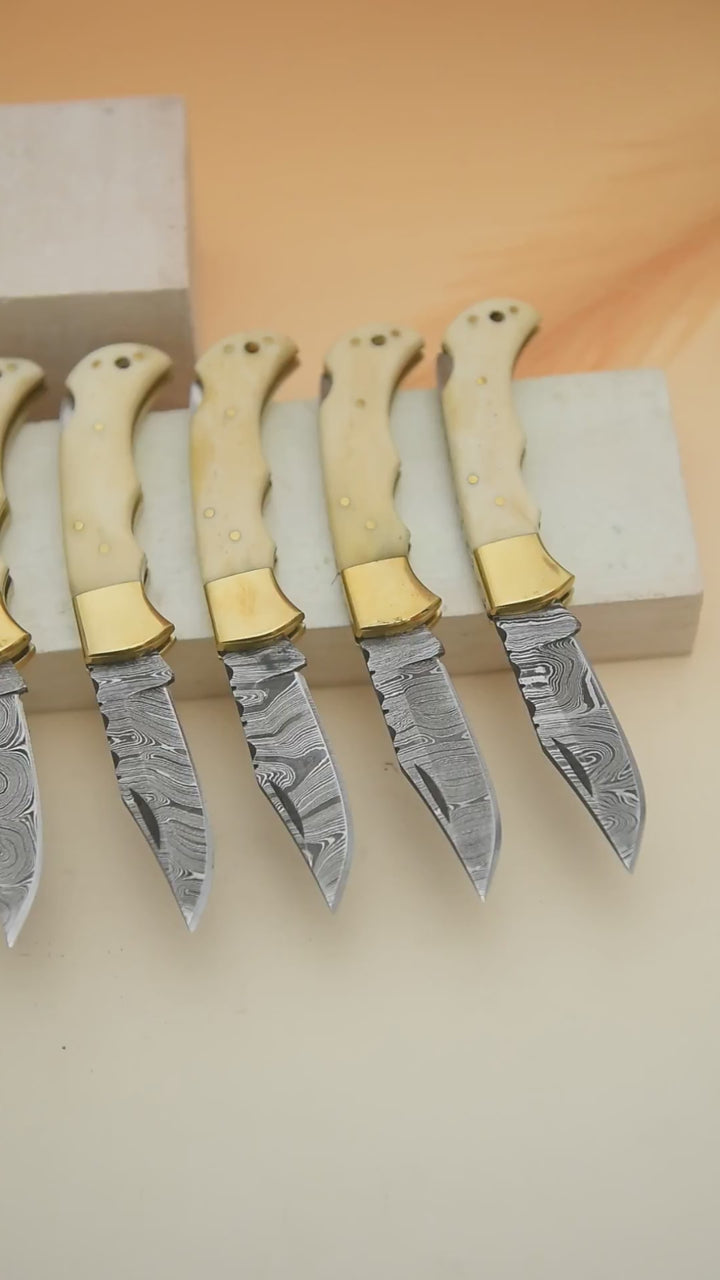 Handmade personalized Damascus knife with leather sheath